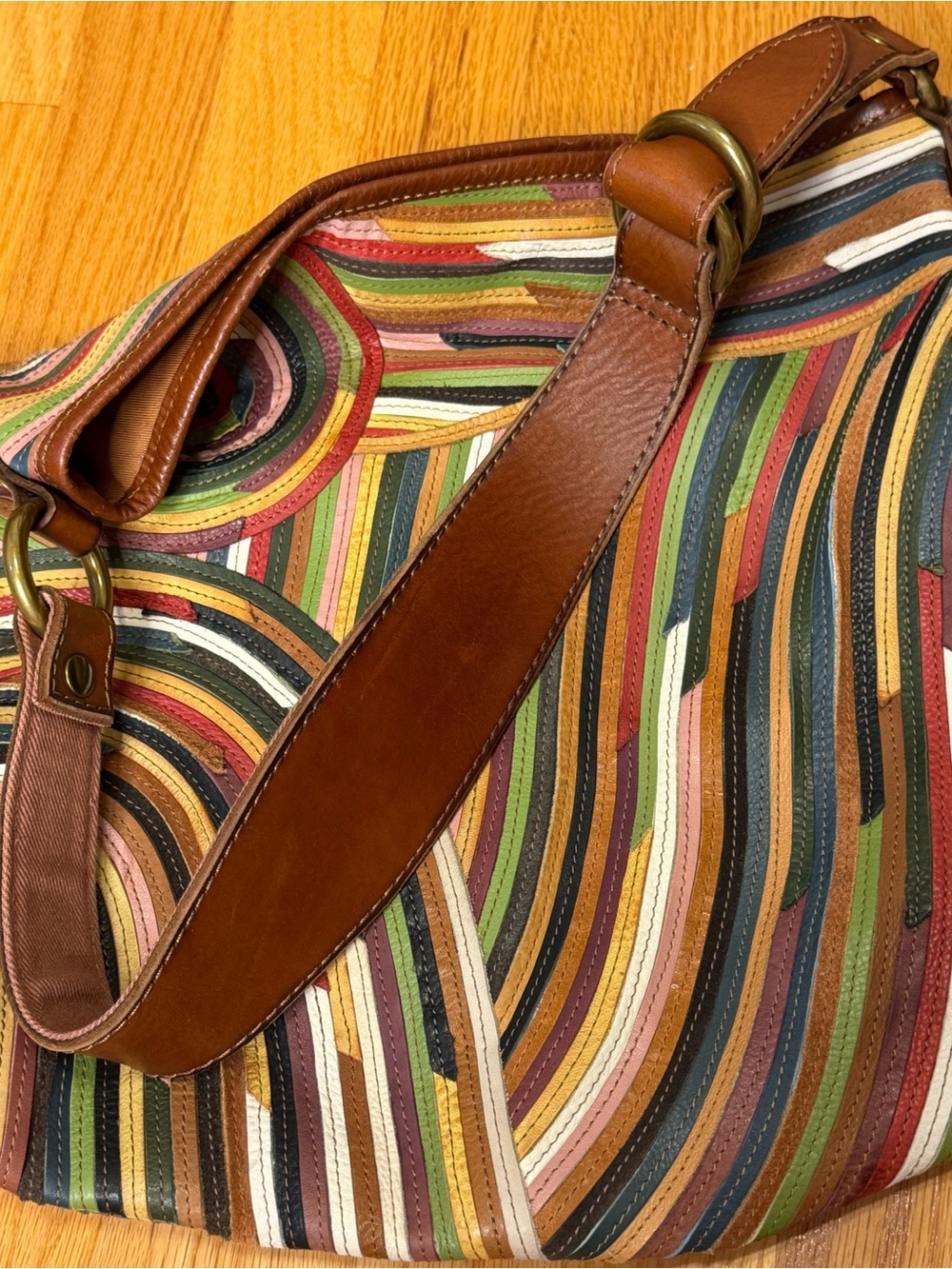 Lucky Brand Y2K Vintage Striped Leather Hobo Bag - Picture 12 of 12